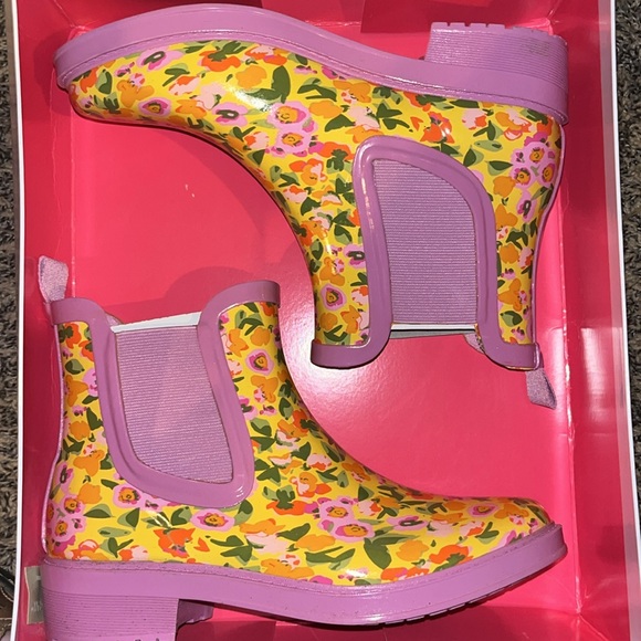 Isaac Mizrahi Live Pink & Yellow Floral Rain Boot Women’s Size 6 NEW - Picture 3 of 6